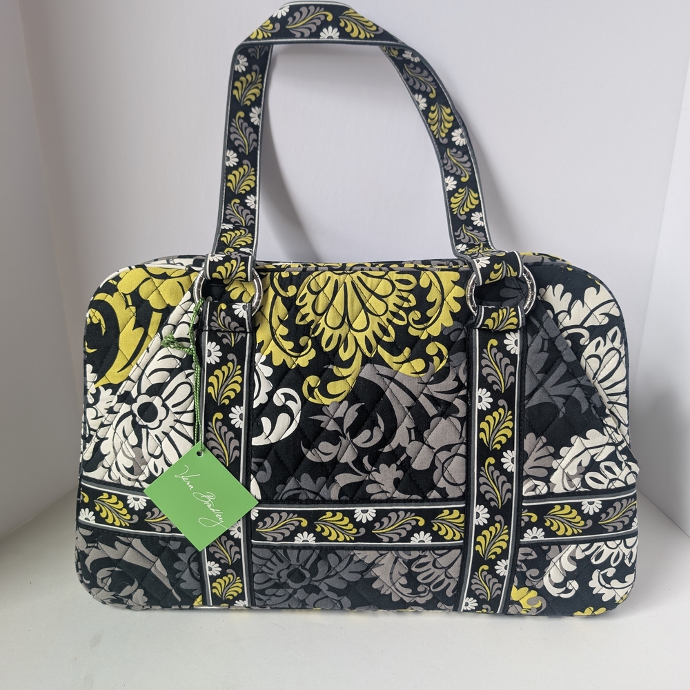 Vera Bradley Black White and Yellow Floral Shoulder Bag With Original Tag